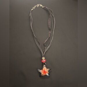 Elegant Black and Red Star Pendant Necklace